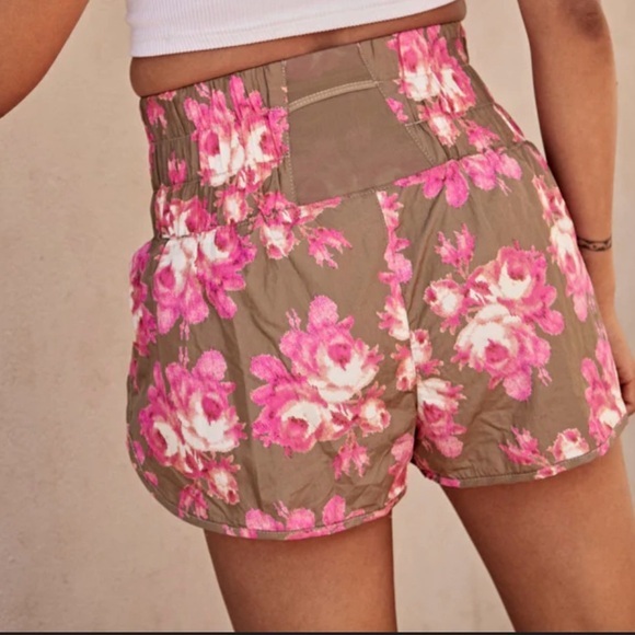 free people movement Pants - FP Movement by Free People Military Rose Floral High Waist Shorts